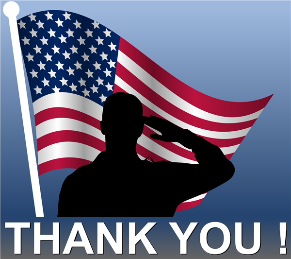 Thank You! Saluting the U.S. flag